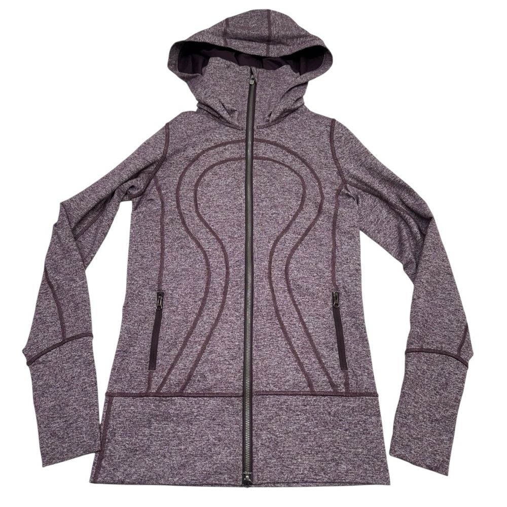 Lululemon Stride Jacket II Luon Hooded Size 4 Heathered Cherry Athleisure Yoga - Picture 14 of 16
